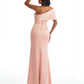 Elegant One Shoulder Side Slit Mermaid Soft Satin Maxi Formal Dresses For Women