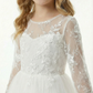 Long Sleeve Illusion Neck Lace Bodice Tulle Floor Length Flower Girl Dress for Wedding