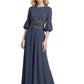 Dark-navy Chiffon Elegant Mother of The Bride Dress Evening Gowns