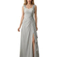 Sleeveless Slit Mother of The Bride Dresses A-line Wedding Formal Gowns
