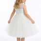 Spaghetti-Straps Flower Girl Dress with Sleeveless Lace Applique Bodice and A-Line Tulle Skirt