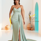 Sexy Soft Satin Mermaid V-neck Floor-Length Mermaid Bridesmaid Dresses