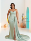 Sexy Soft Satin Mermaid V-neck Floor-Length Mermaid Bridesmaid Dresses