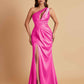 Sexy One Shoulder Soft Satin Side Slit Floor-Length Mermaid Bridesmaid Dresses