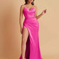 Simple Soft Satin Mermaid V-neck Floor-Length Mermaid Bridesmaid Dresses