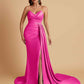 Sexy Soft Satin Mermaid V-neck Floor-Length Mermaid Bridesmaid Dresses
