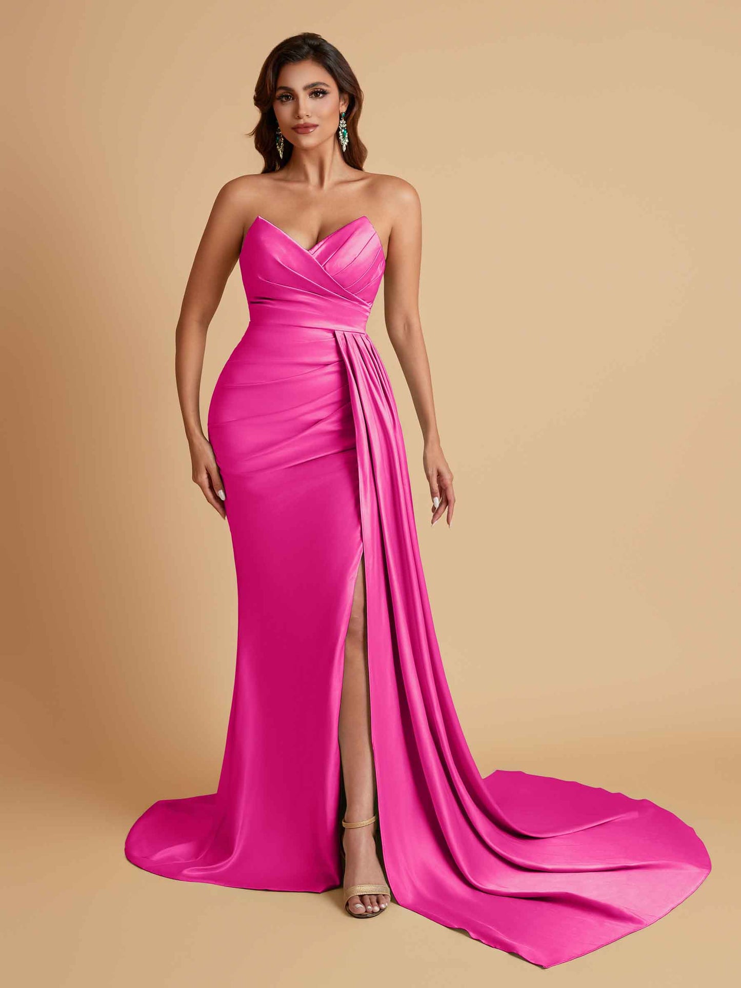 Sexy Soft Satin Mermaid V-neck Floor-Length Mermaid Bridesmaid Dresses
