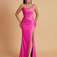 Gorgeous Spaghetti Straps Soft Satin Side Slit Floor-Length Mermaid Bridesmaid Dresses