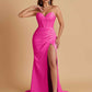 Elegant Soft Satin Mermaid V-neck Side Slit Floor-Length Bridesmaid Dresses Online