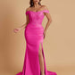 Elegant Soft Satin Mermaid Off Shoulder Side Slit Floor-Length Mermaid Bridesmaid Dresses
