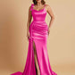 Elegant Soft Satin Mermaid Bowknot Floor-Length Mermaid Bridesmaid Dresses