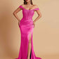 Sexy Soft Satin V-neck Off-the-shoulder Strapless Side-Slit Mermaid Bridesmaid Dresses