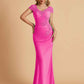 Elegant Mermaid Chiffon Cap Sleeves V-Neck Mother of the Brides Dresses Online