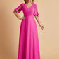 Elegant A-Line Chiffon Half Sleeves V-Neck Mother of the Brides Dresses Online
