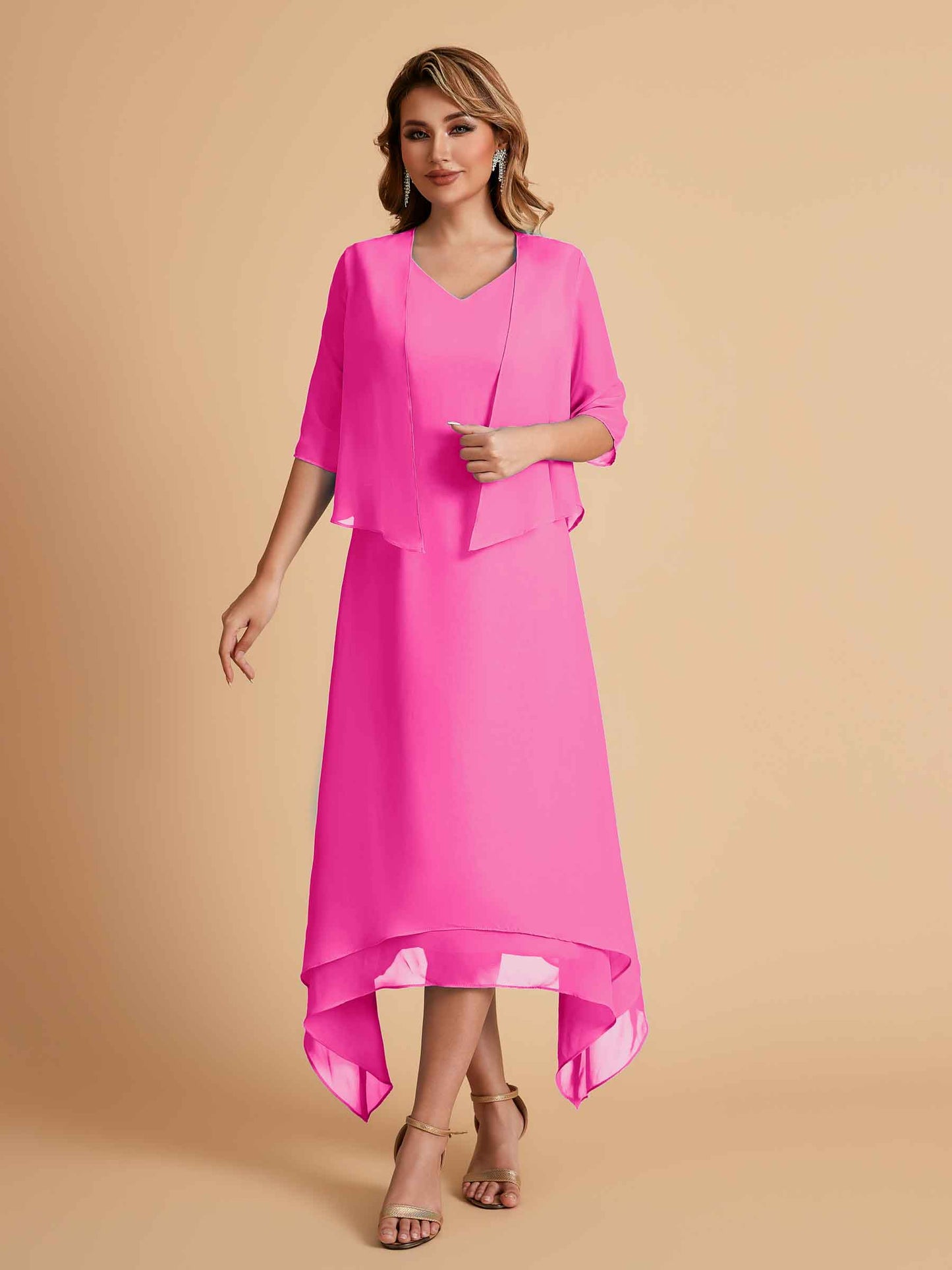 Elegant A-line Chiffon Short Sleeves Mother of the Brides Dresses Online