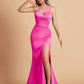 Elegant Satin One Shoulder Mermaid Side Slit Floor Length Bridesmaid Dresses