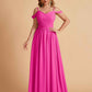 Elegant A-line Chiffon Off The Shoulder V-Neck Bridesmaid Dresses Online