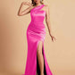 Sexy Satin Mermaid One Shoulder Side Slit Maxi Long Bridesmaid Dresses Online
