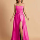 Elegant Satin Sweetheart A-Line Side Slit Floor Length Bridesmaid Dresses