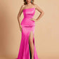 Elegant Satin Sweetheart Mermaid Side Slit Floor Length Bridesmaid Dresses