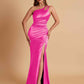 Sexy Soft Satin Mermaid One Shoulder Floor-Length Mermaid Bridesmaid Dresses
