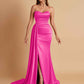 Elegant Soft Satin Sweetheart Strapless Side-Slit Mermaid Bridesmaid Dresses