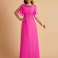 Elegant A-Line Chiffon Half Sleeves Jewel Mother of the Brides Dresses Online