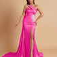 Elegant Soft Satin Sweetheart One Shoulder Side-Slit Mermaid Bridesmaid Dresses
