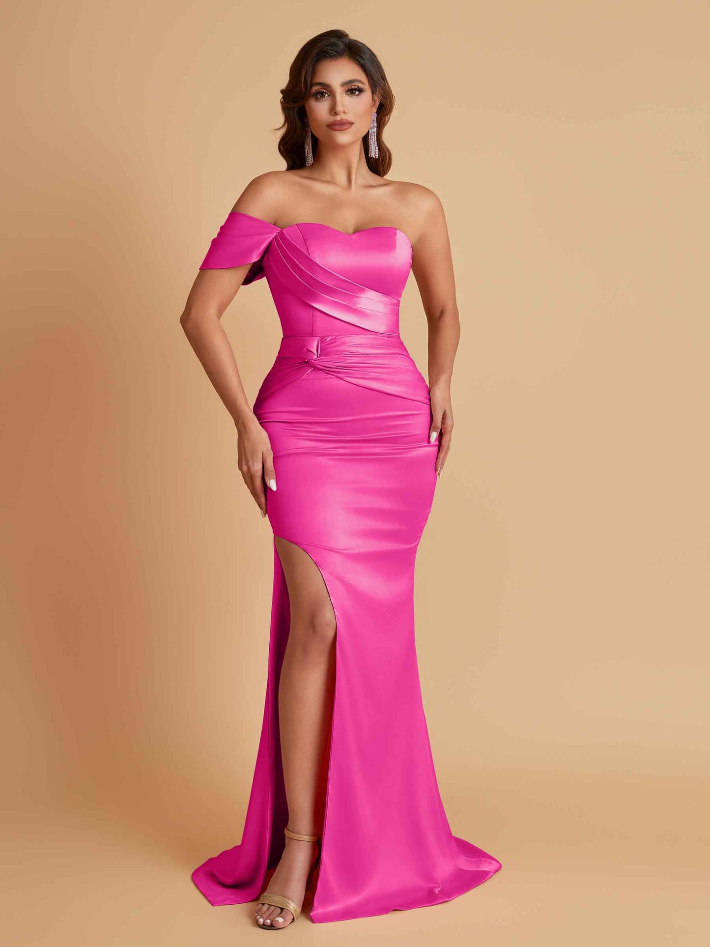 Sexy Soft Satin Mermaid One Shoulder Floor-Length Mermaid Bridesmaid Dresses