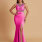 Sexy Soft Satin Mermaid Illusion Side Slit Floor-Length Bridesmaid Dresses Online