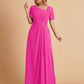 Elegant A-Line Chiffon Short Sleeves V-Neck Mother of the Brides Dresses Online