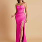 Sexy Strapless Soft Satin Side Slit Floor-Length Mermaid Bridesmaid Dresses
