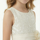 Sequin Bodice A Line Flower Girl Dress with Tulle Overlay Tea Length Party Skirt