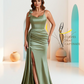 Elegant Soft Satin Mermaid Bowknot Floor-Length Mermaid Bridesmaid Dresses