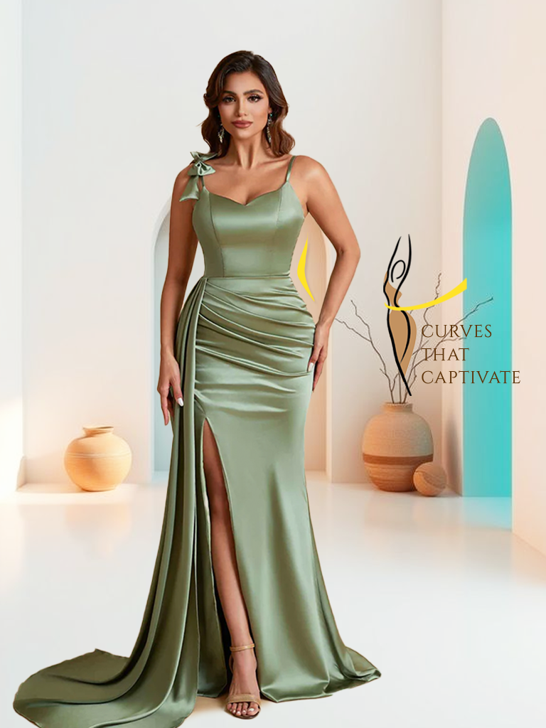 Elegant Soft Satin Mermaid Bowknot Floor-Length Mermaid Bridesmaid Dresses