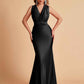 Sexy Convertible Jersey Pleats Mermaid Bridesmaid Dresses Floor Length Bridal Party Dresses