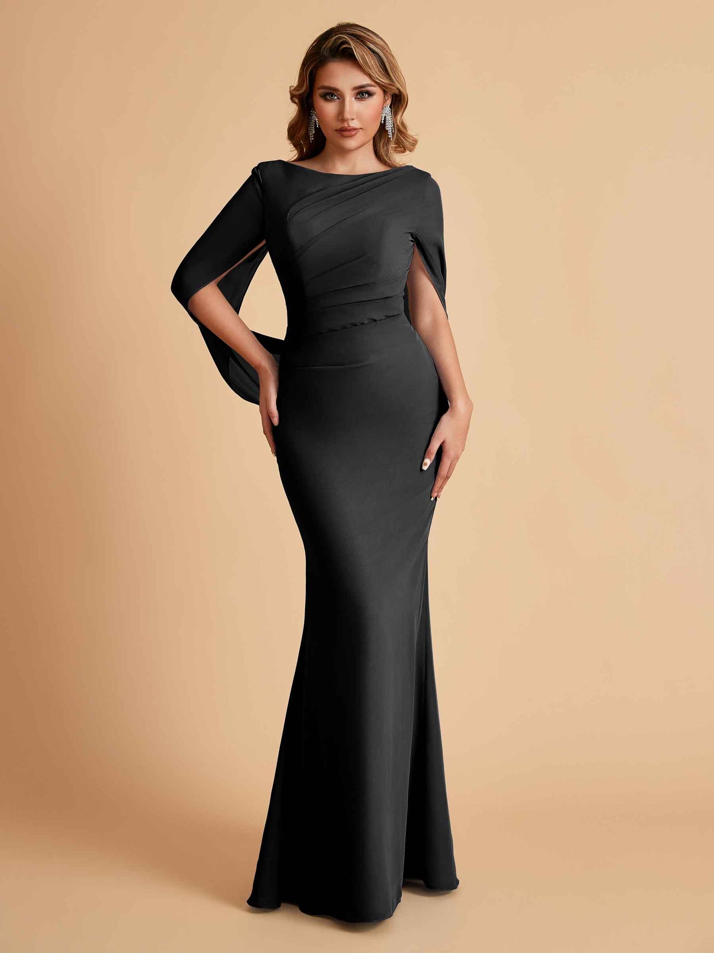 Elegant Mermaid Chiffon Half Sleeves Jewel Mother of the Brides Dresses Online