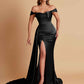 Sexy Soft Satin Sweetheart Off-the-shoulder Strapless Side-Slit Mermaid Bridesmaid Dresses