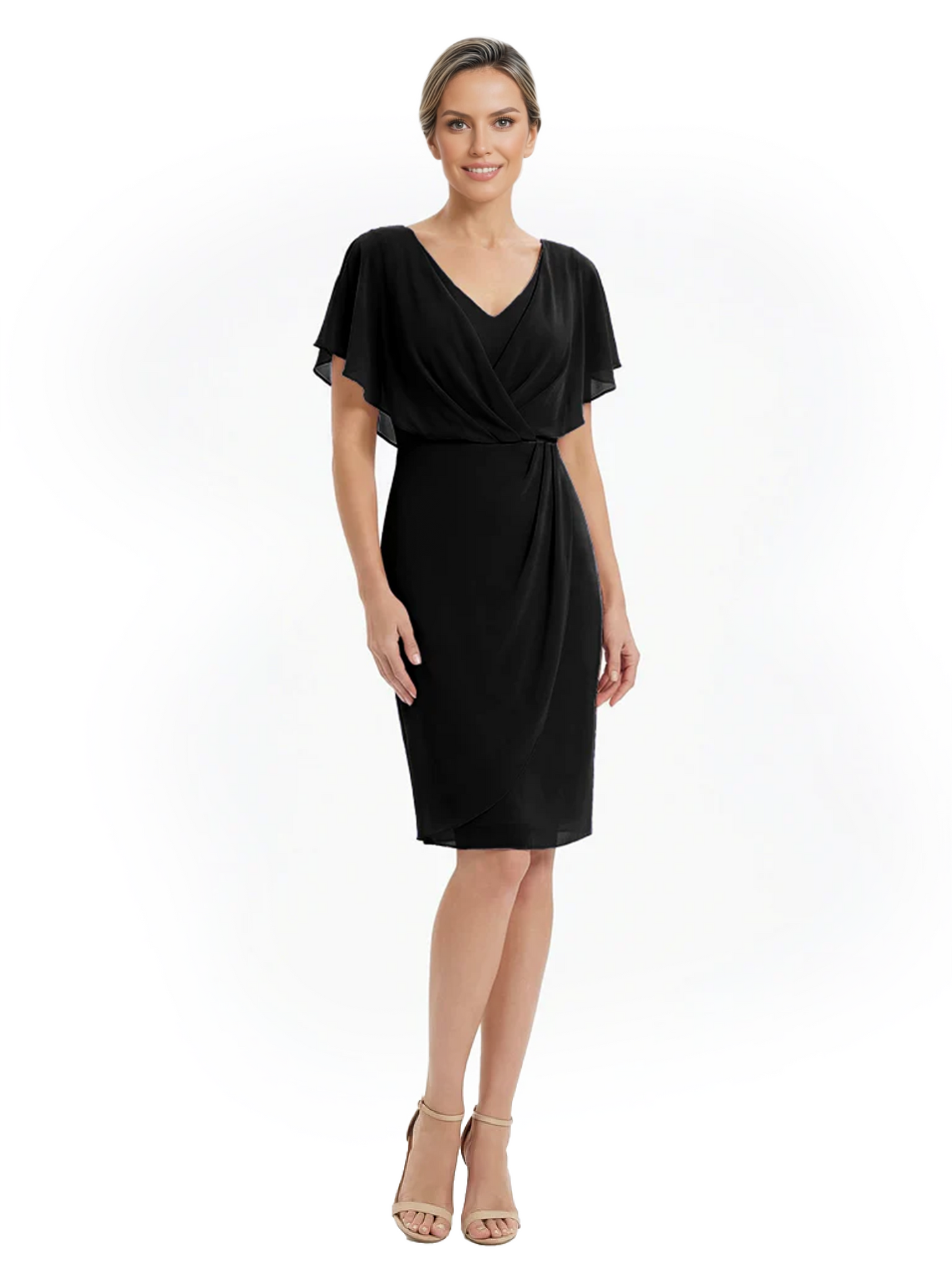 Chic Knee-Length Mother of Bride Formal Dress Slimming Chiffon Styles for Wedding Guest