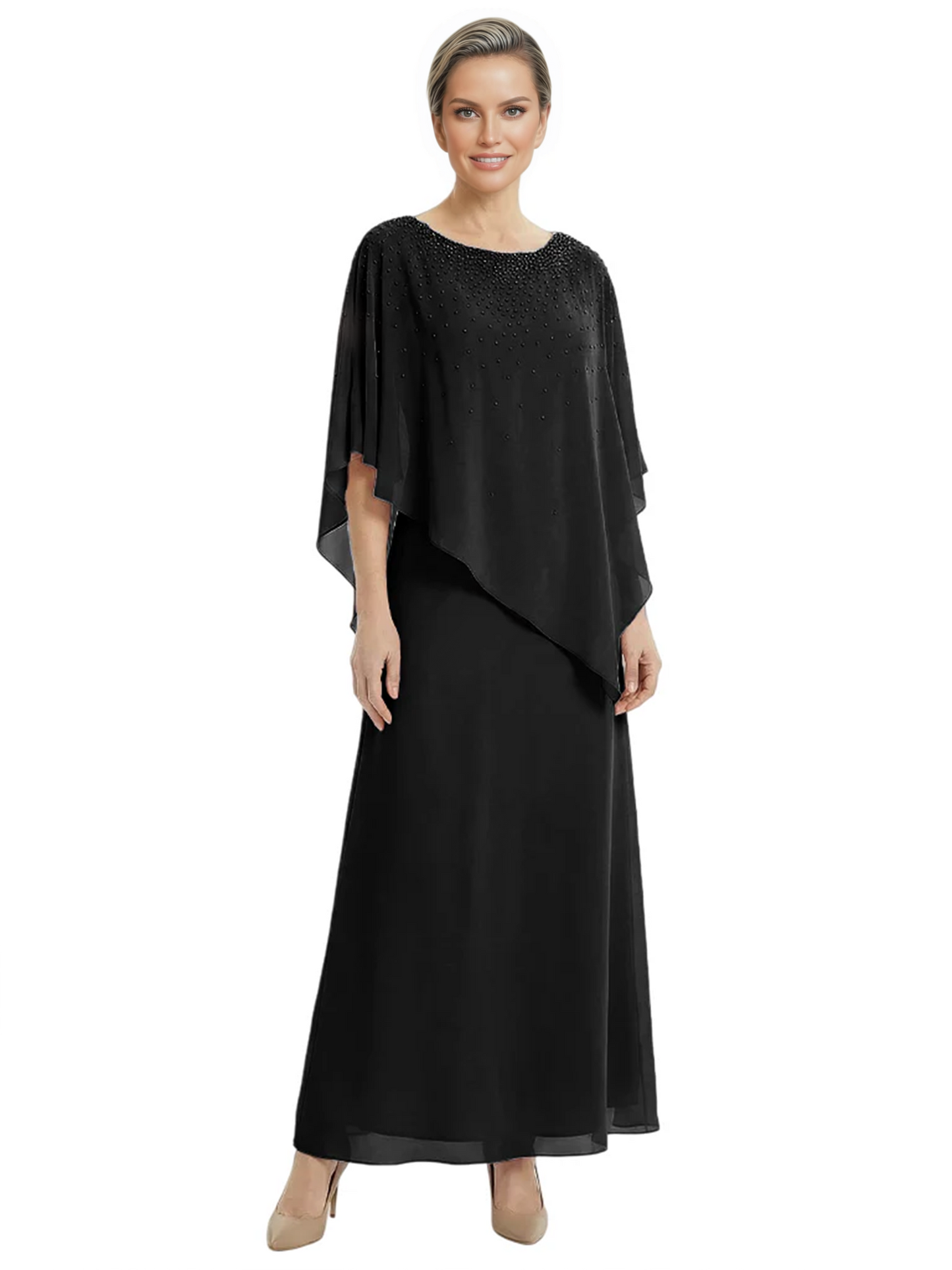 Elegant Mother of Bride Dresses Evening Gowns Trending 2026 Styles with Asymmetric Cape