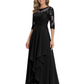 3/4 Sleeve Mother of the Bride Dress with Lace Embroidery High-Low Hem 2026