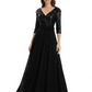 Chiffon Mother of the Bride Dress with Sequin V-Neck and Elegant Bow Sash