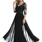 Luxury Burgundy Formal Dress Embroidered Lace Bodice Flowy Chiffon Gown 2026