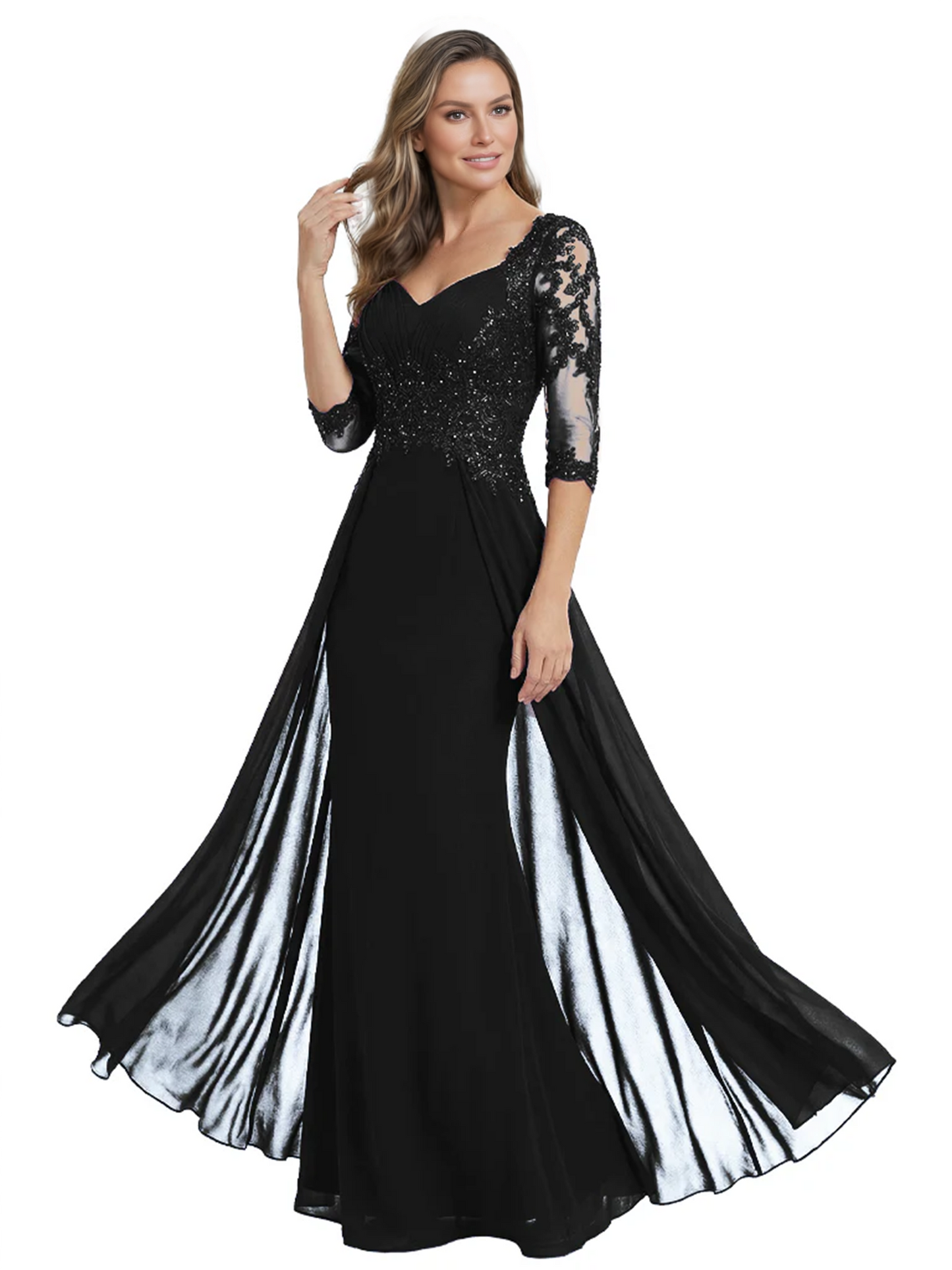 Luxury Burgundy Formal Dress Embroidered Lace Bodice Flowy Chiffon Gown 2026