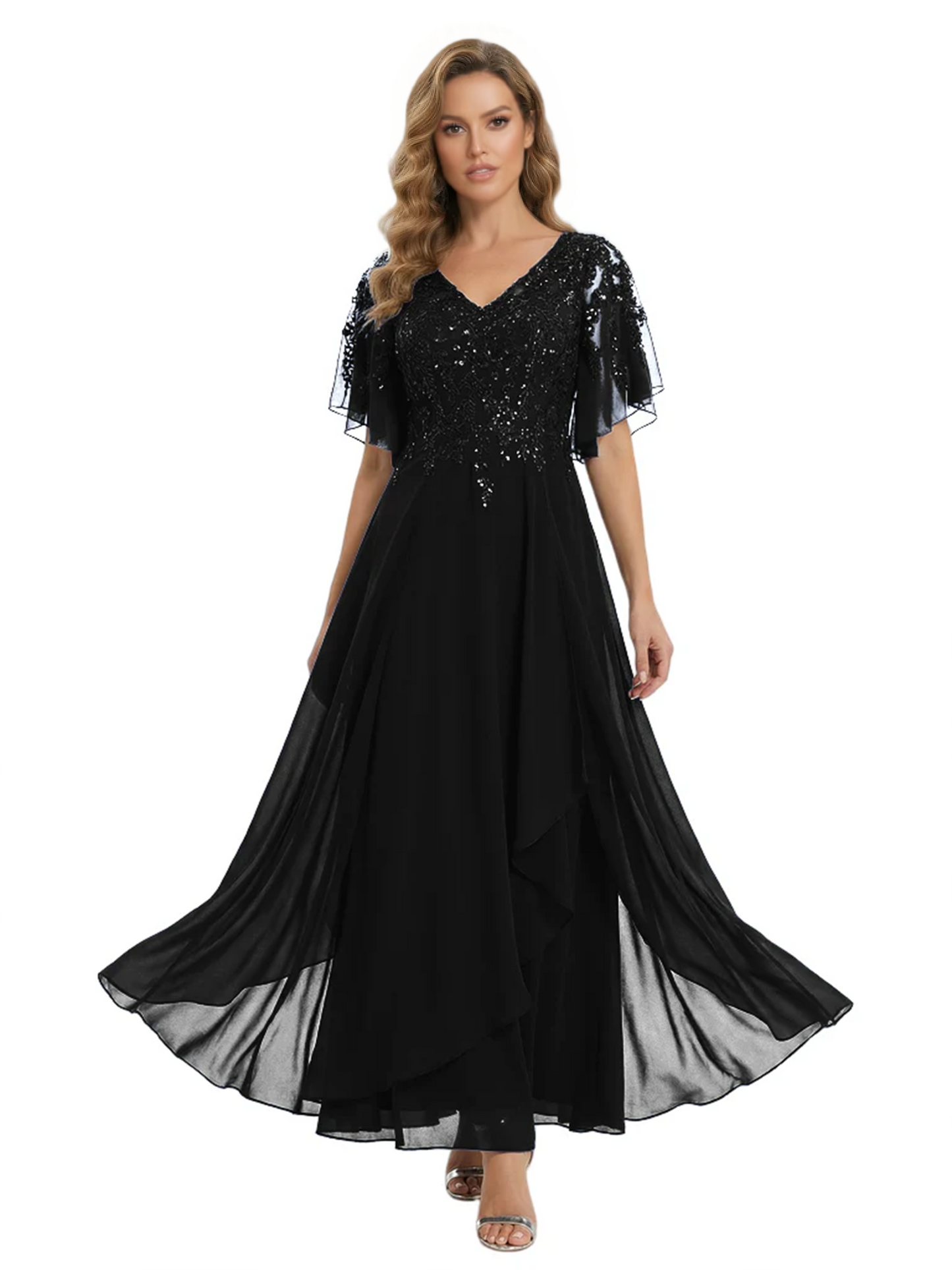 Bling Sequin Chiffon Mother of the Brides Dresses Wedding Party Gowns For Mom