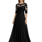 Illusion Neck Mother of the Bride Dress Half Sleeve Lace Applique Gowns Chiffon