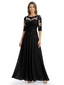 Illusion Neck Mother of the Bride Dress Half Sleeve Lace Applique Gowns Chiffon