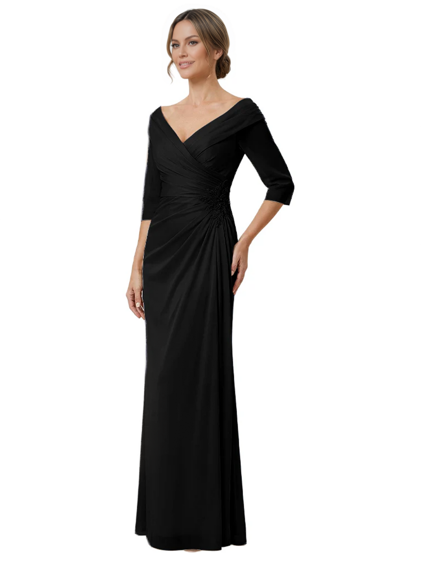 Elegant 3/4 Sleeve Mother of the Brides Dresses Mom Outfits Wedding Satin