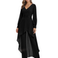 Luxury Black Formal Trousers Set High-Low Chiffon Top with Sparkling Beaded Detail