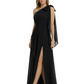 One-Shoulder Mother of the Bride Dress Chiffon Gown with Long Sash Detail